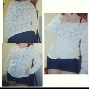 Long sleeve lace oversized shirt