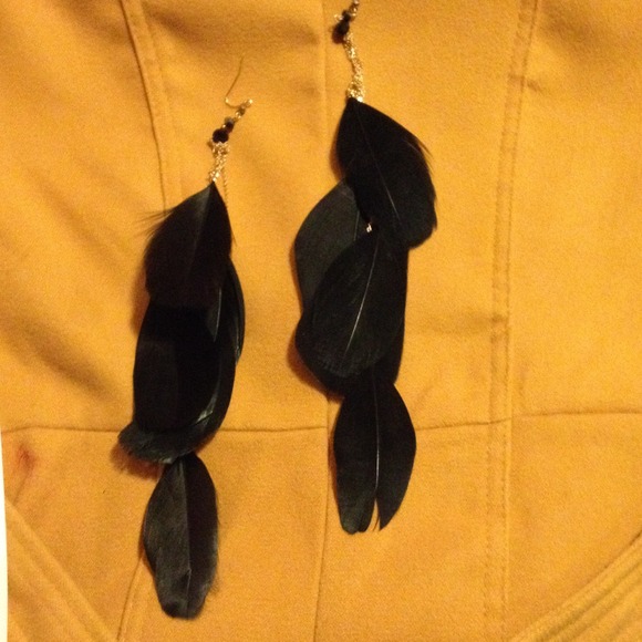 Black feather earrings