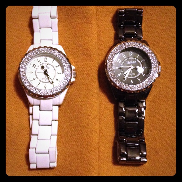 Black and white watches. Diamonds.