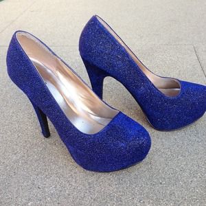 Blue glittery heels