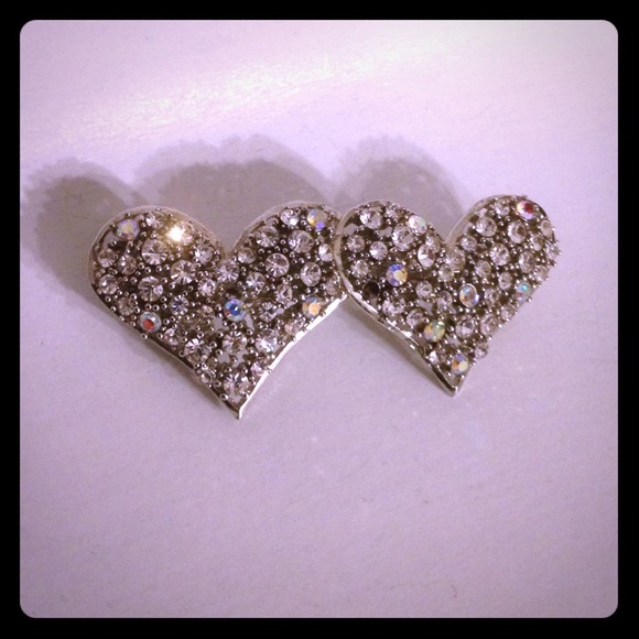 Double hearts crystal hair clip