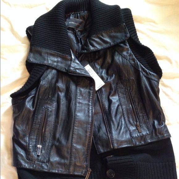 💥BCBG Maxazria Black Leather Vest