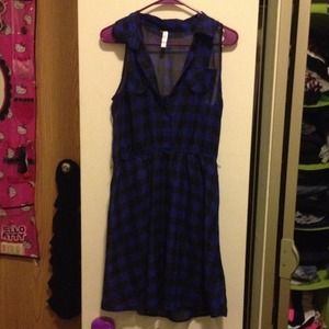 Blue and Black Checkered Dress