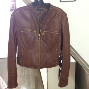 Brow leather jacket XS by BeBe