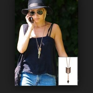 House of Harlow Silver Pave Arrow Drop Necklace