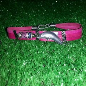 Leather bracelet with Dolphin