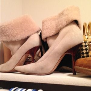 Jimmy choo size 7 fur lined suede cream boots!