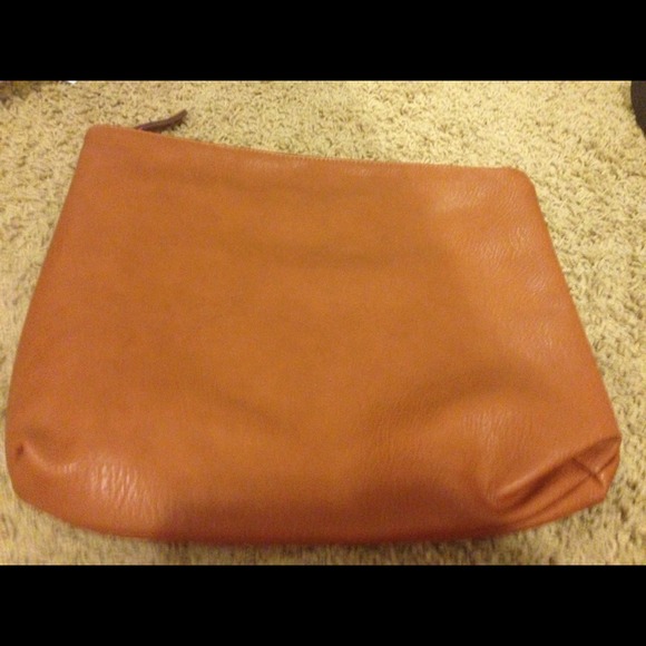 Brown large leather pouch