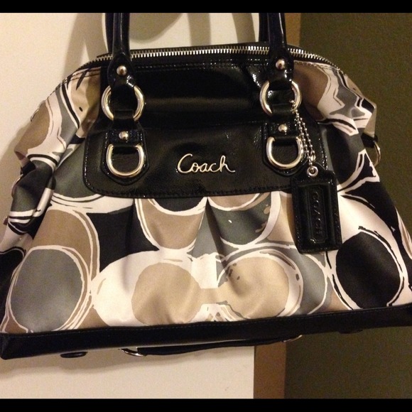New! COACH Ashley Scarf Neutral Print Satchel bag