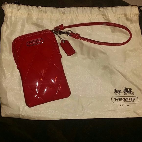New Coach Red Patent Leather phone/wallet wristlet