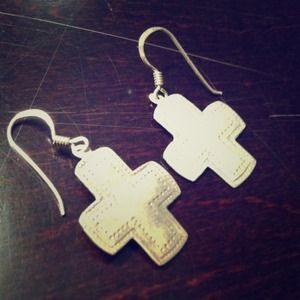 SOLD !! Sterling Silver Cross Earrings