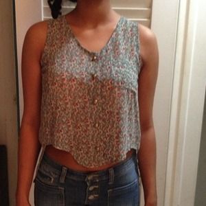 Semi sheer floral print shirt