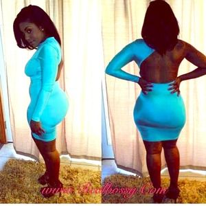 Turquoise one sleeve dress