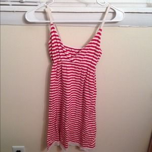 Red and white striped dress