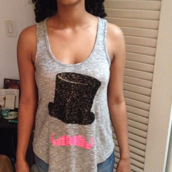 Mustache and top hat tank top