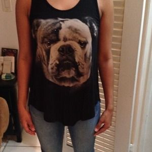 Bulldog print tank top