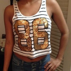 Sequin jersey crop top