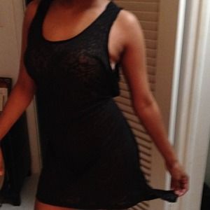 Black sheer leopard design hi low dress