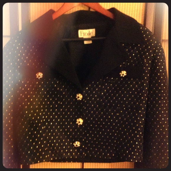 Etoile Paris Evening Black Blazer w/jeweled button
