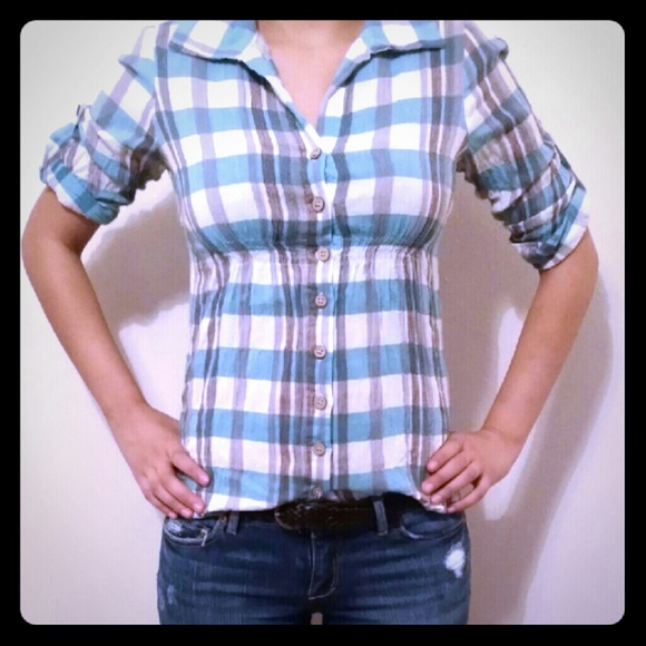 Gray and Blue Button Up