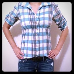 Gray and Blue Button Up