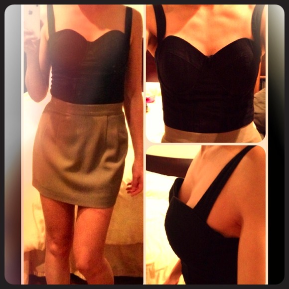 ✨bebe✨ Black Bustier Bodysuit