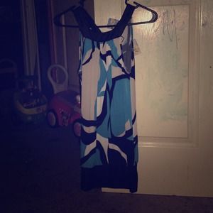 Black, grey and baby blue top!