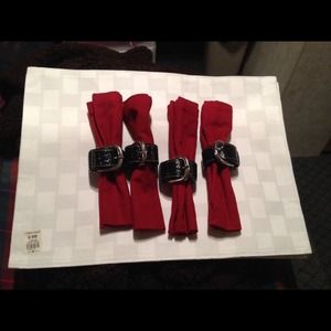 4 place mats, 4 napkin holders, and 4 napkins
