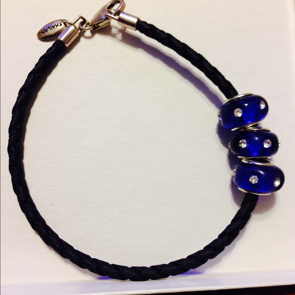 Sterling silver with Leather & Murano Bracelet. IN A CHRISTMAS VOX - Picture 1 of 3