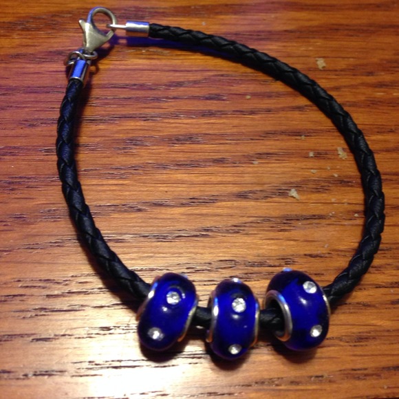 Sterling silver with Leather & Murano Bracelet. IN A CHRISTMAS VOX - Picture 2 of 3