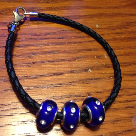 Sterling silver with Leather & Murano Bracelet. IN A CHRISTMAS VOX - Picture 3 of 3