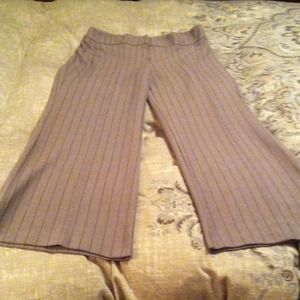 Beige pinstripe stretch career pant