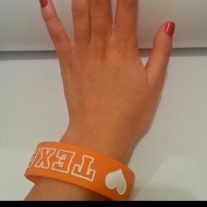 Orange & White "I (heart) Texas" Bracelet