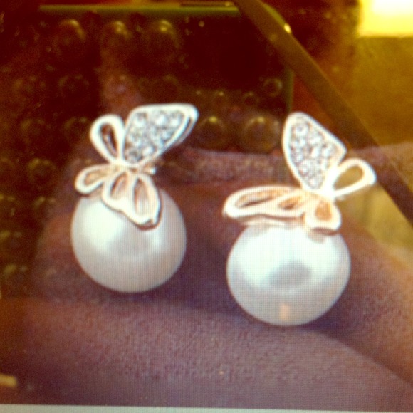 New pearl embellished butterfly earrings