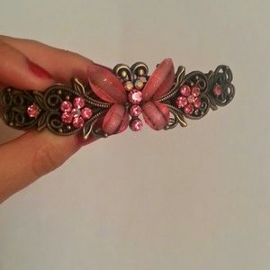 Pink Butterfly Hair Clip