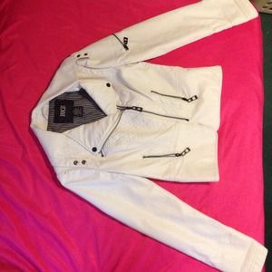 BKE White Leather Jacket