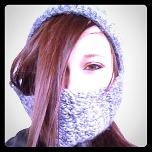 Winter hats w/ connected tie over or scarf