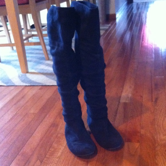Black suede over the knee high boots!