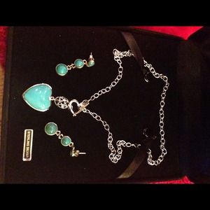 Sterling silver turquoise necklace with earrings