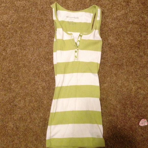 Green and white stripped tank top.