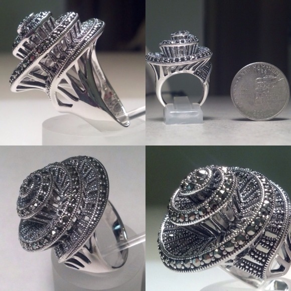 🎉HOST PICK🎉💯Authentic Marcasite Spiral Ring - Picture 3 of 4