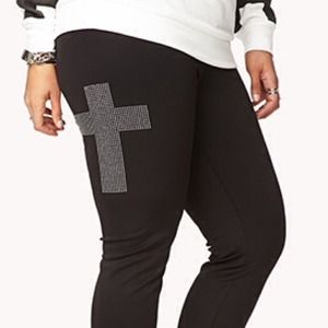 Black Studded Cross Leggings