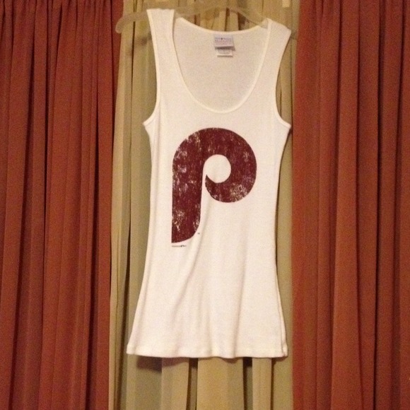 Philadelphia Phillies white tank. Red vintage P