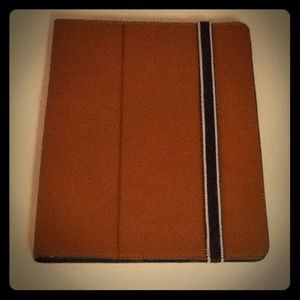 Coach saddle heritage web leather tablet case