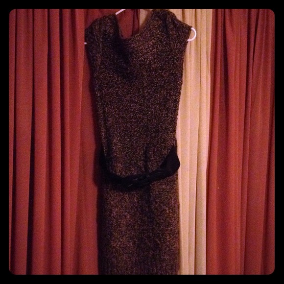 Brown and beige sweater dress