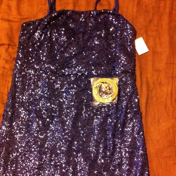 Midnight Blue Sequenced Party Dress. - Picture 1 of 1