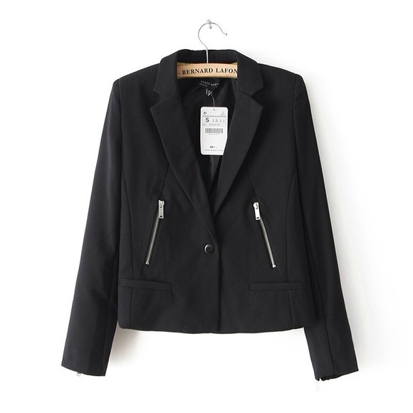 Jackets & Blazers - 🎉HOSTPICK🎉 New zipper pocket black short jacket