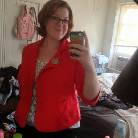 ASOS Curve red knit one button blazer ***SOLD***