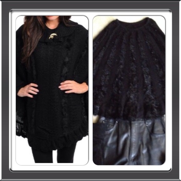 Beautiful Striped Fur Poncho(REDUCED)
