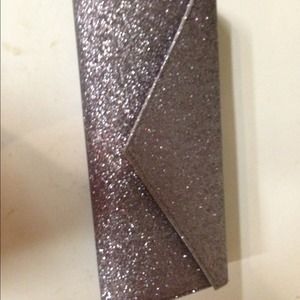 Silver glitter clutch